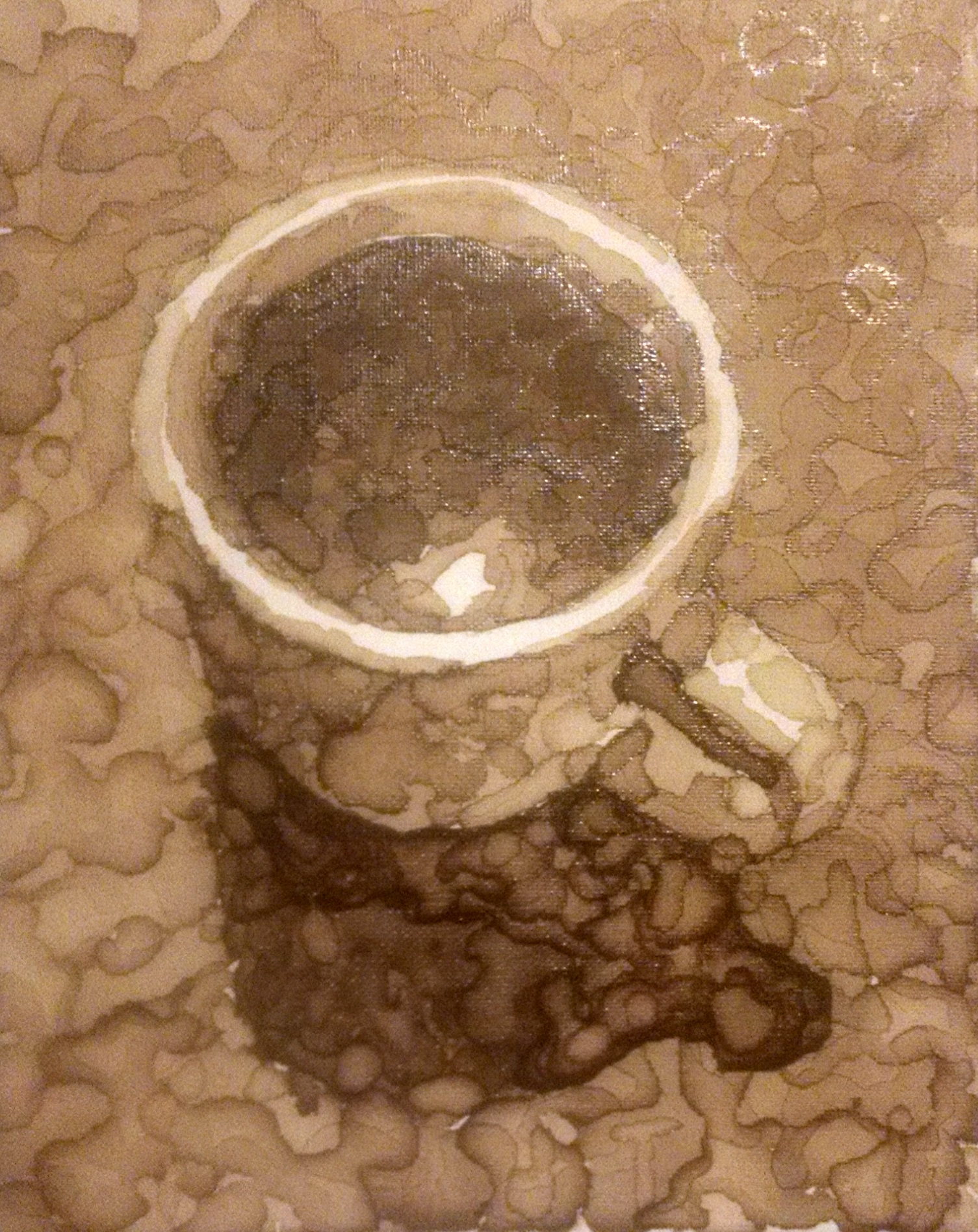 A cup using spilled coffee